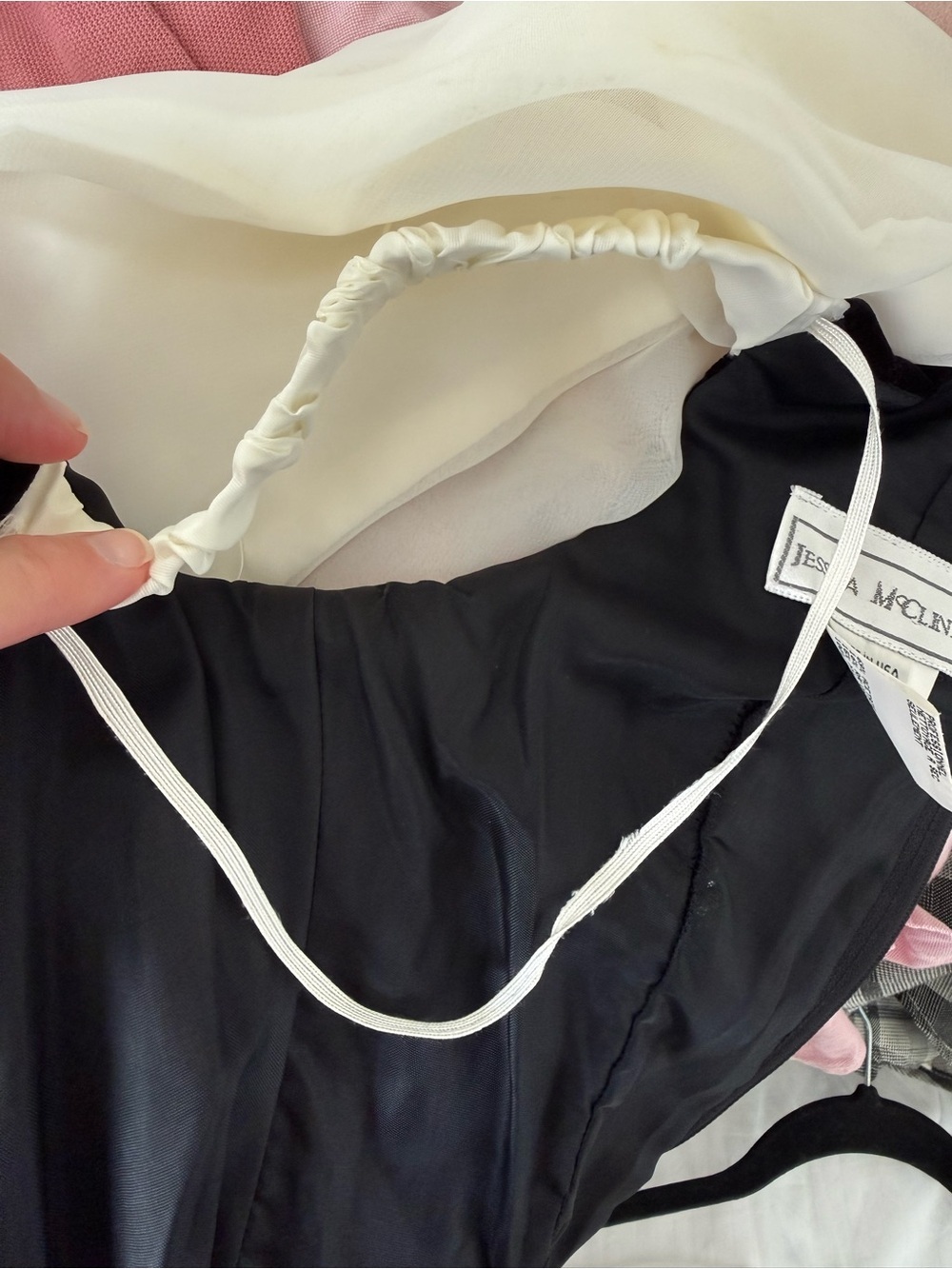 Vintage Jessica McClintock Black White Rosette Gown Prom Formal 4 - Picture 8 of 10